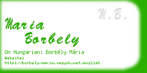 maria borbely business card